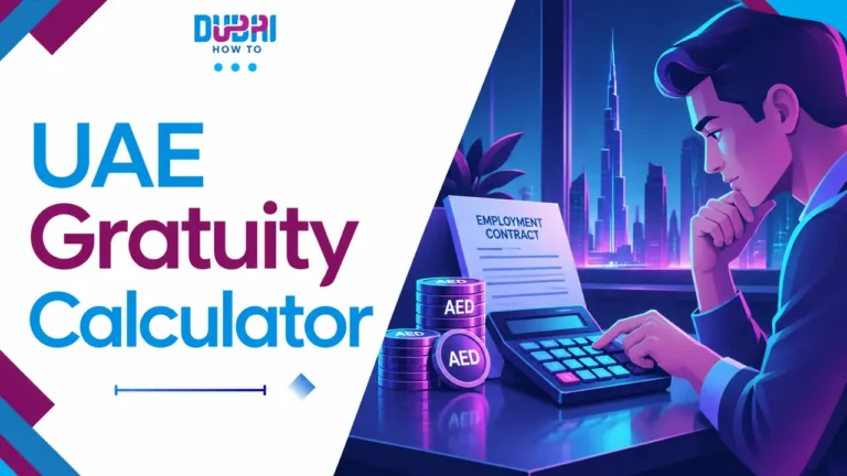 UAE gratuity calculator guide with salary and service illustration